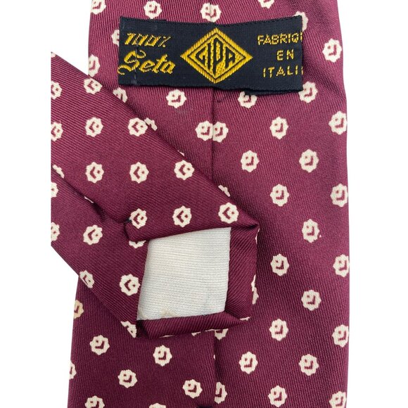 GIPA Italy Retro MCM Maroon Burgundy Italian Silk Tie Neck Luxury Vintage - Picture 3 of 6